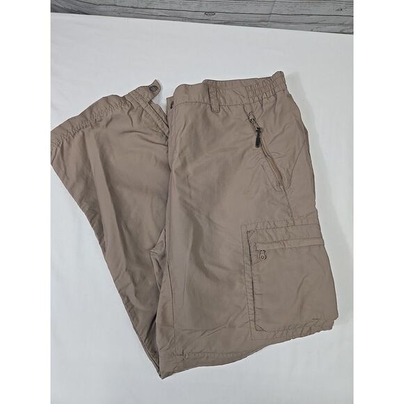 REI UPF 50+ Nylon 6-Pocket Convertible Cargo Pants, Lt. Brown, Women's 14 Petite - Picture 1 of 13